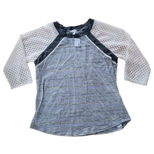 ⭐️3 for $15 Sale⭐️ NWT Maurices Lace Eyelet Sleeve Striped 3/4 Sleeve Blouse